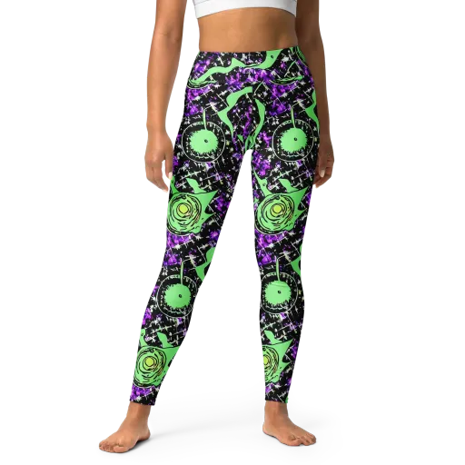Neon Ink Garden on a Yoga Leggings