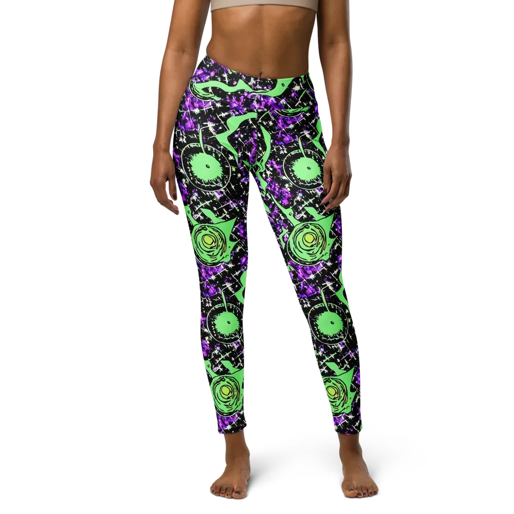 Neon Ink Garden on Yoga Leggings — Front