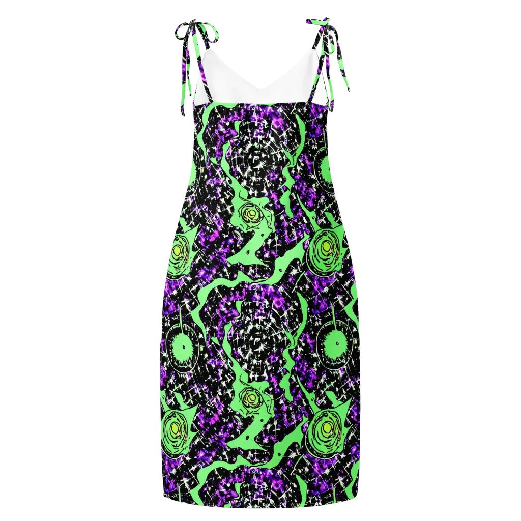 Neon Ink Garden on Slip Dress — Back