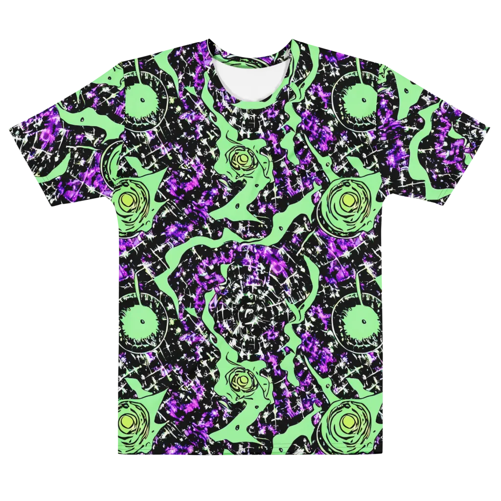 Neon Ink Garden on Men's Cotton Crew Neck T-Shirt — Front