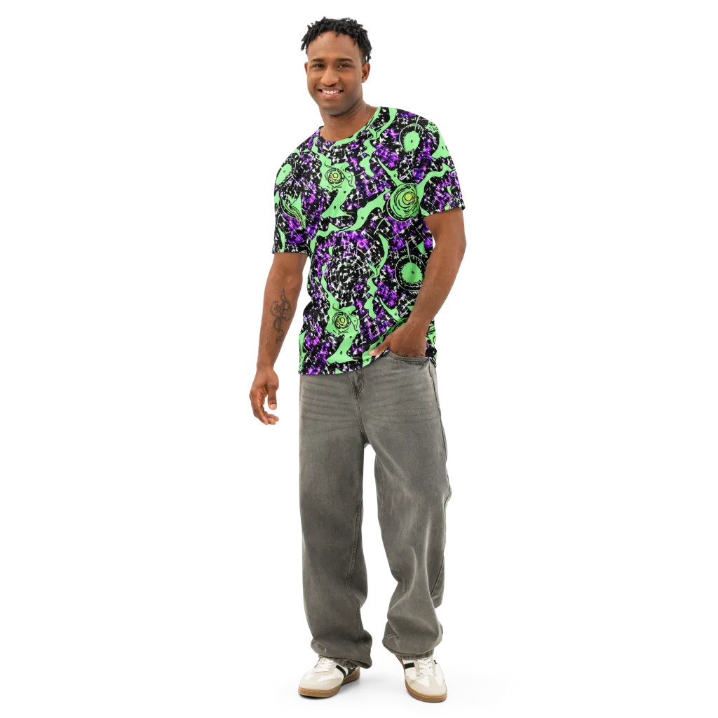 Neon Ink Garden on Men's Cotton Crew Neck T-Shirt — Front