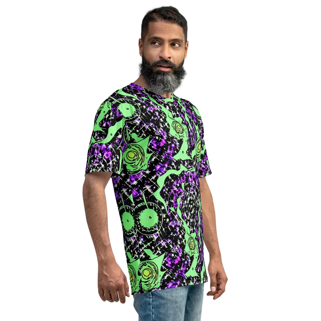 Neon Ink Garden on Men's Crew Neck T-Shirt — Right