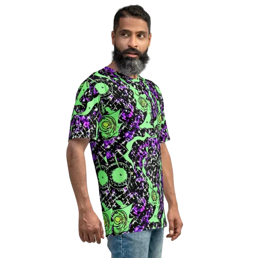 Neon Ink Garden on a Men's Crew Neck T-Shirt
