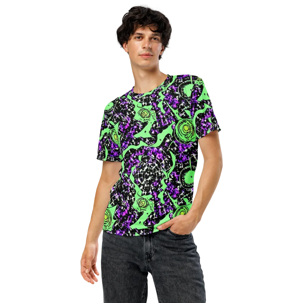 Neon Ink Garden on Men's Crew Neck T-Shirt — Front