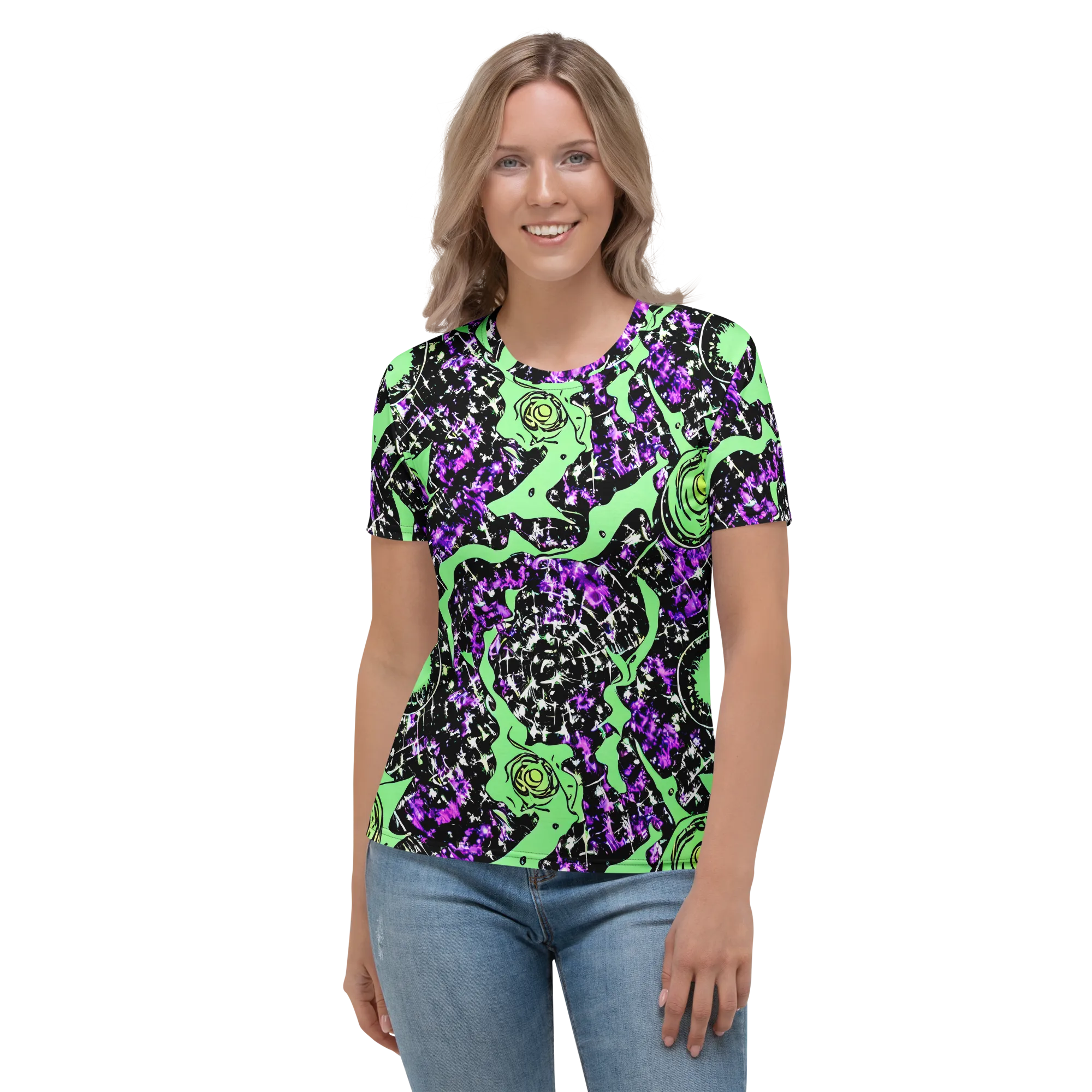 Neon Ink Garden on Women's Crew Neck T-Shirt — Front