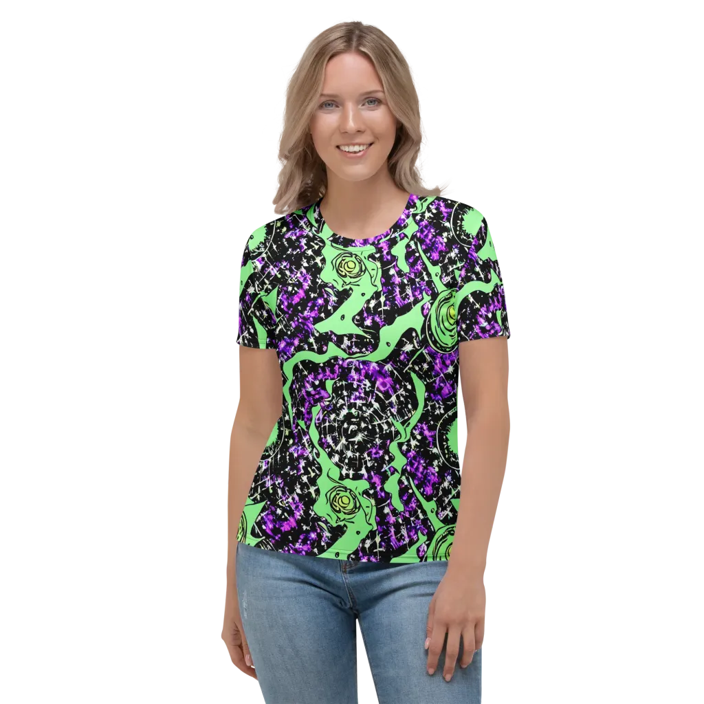 Neon Ink Garden on Women's Crew Neck T-Shirt — Front