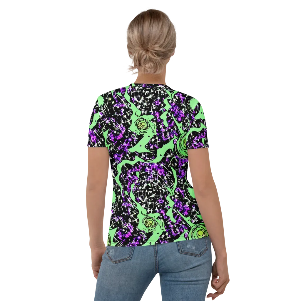 Neon Ink Garden on Women's Crew Neck T-Shirt — Back