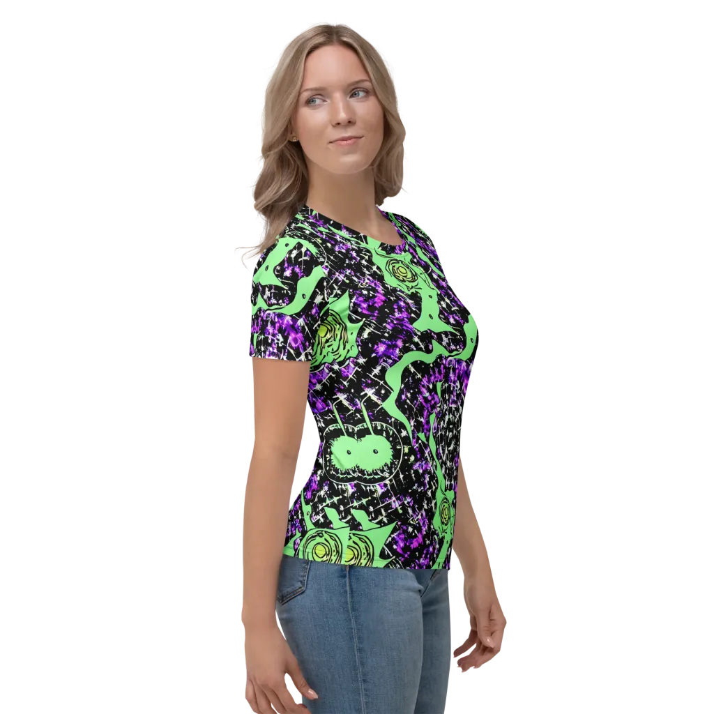 Neon Ink Garden on Women's Crew Neck T-Shirt — Right