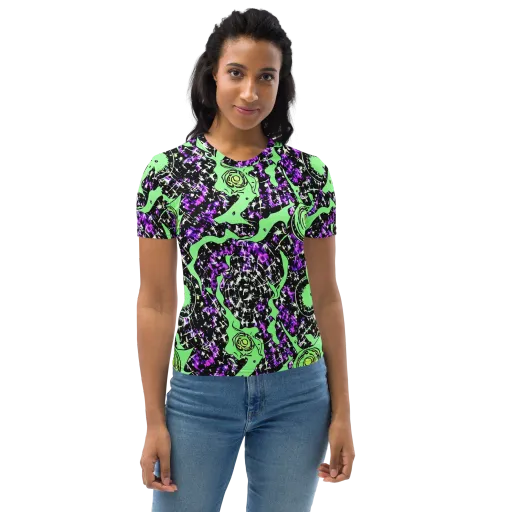 Neon Ink Garden on a Women's Crew Neck T-Shirt