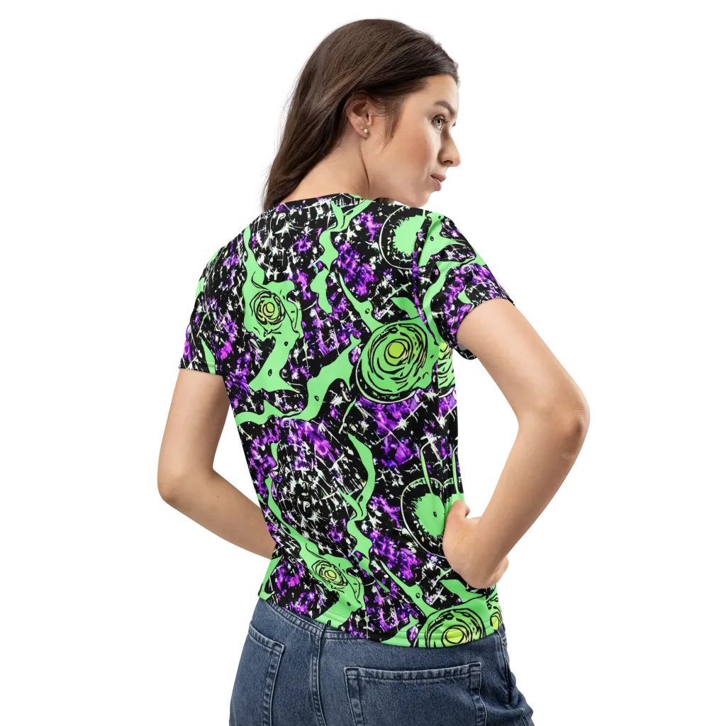 Neon Ink Garden on Women's Crew Neck T-Shirt — Back