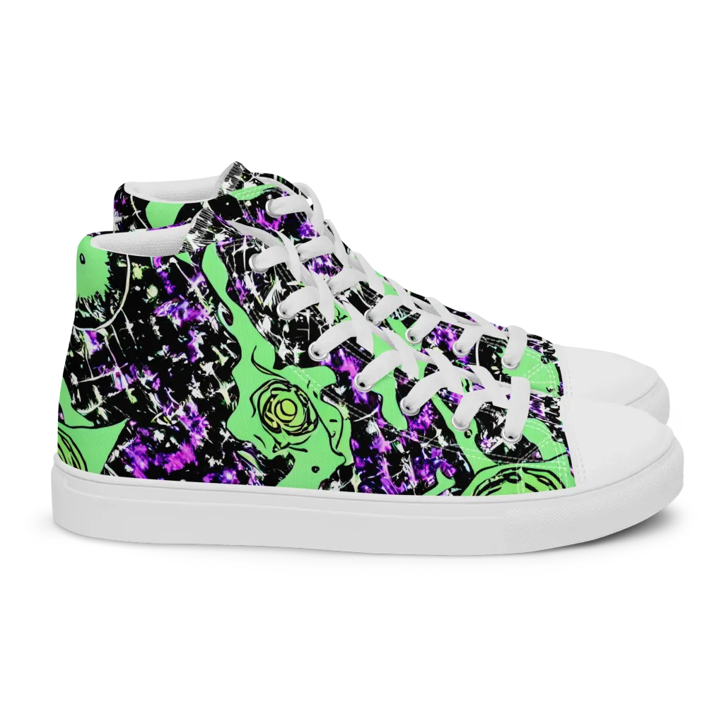 Neon Ink Garden on Women's High Top Canvas Shoes — Right
