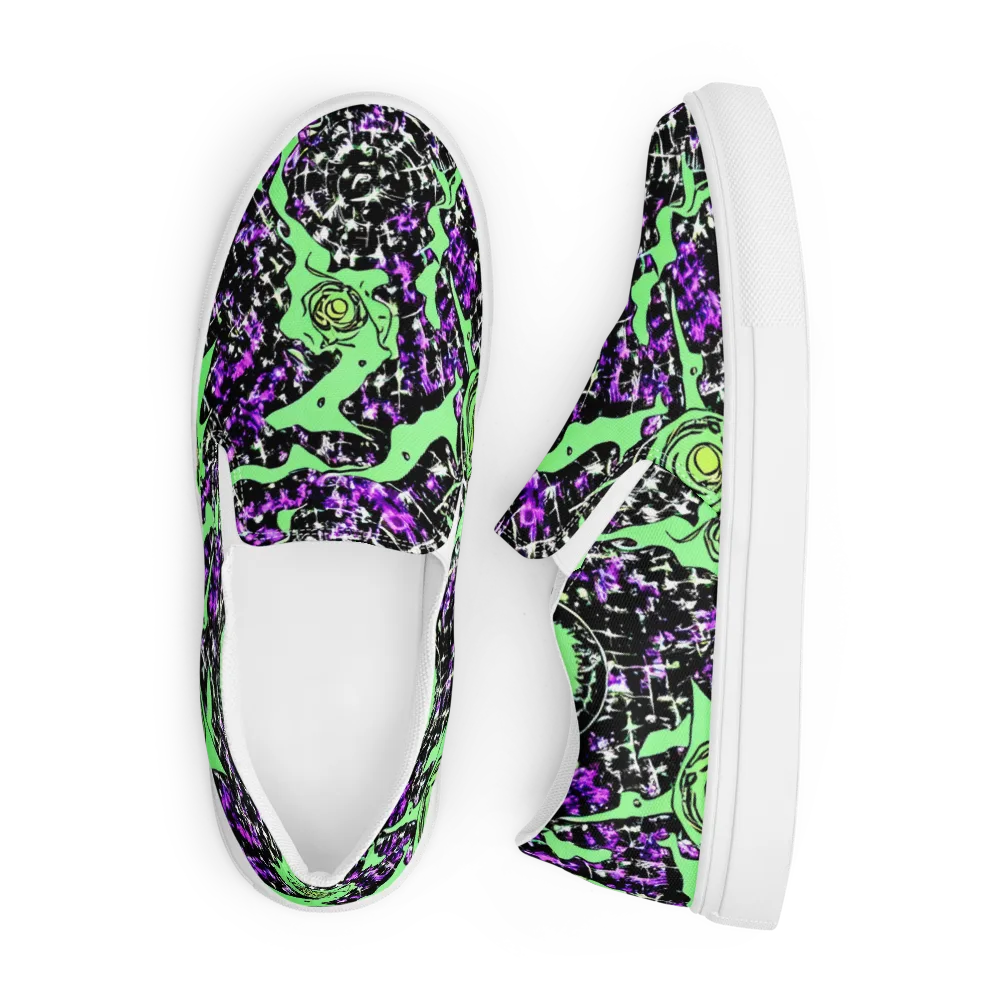 Neon Ink Garden on Men's Slip-On Canvas Shoes — Front