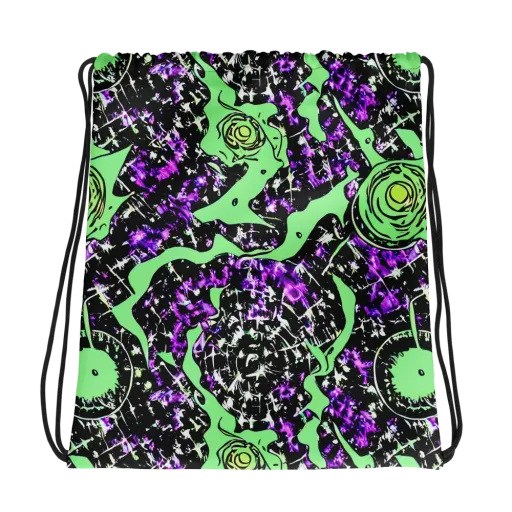 Neon Ink Garden on a Drawstring Bag