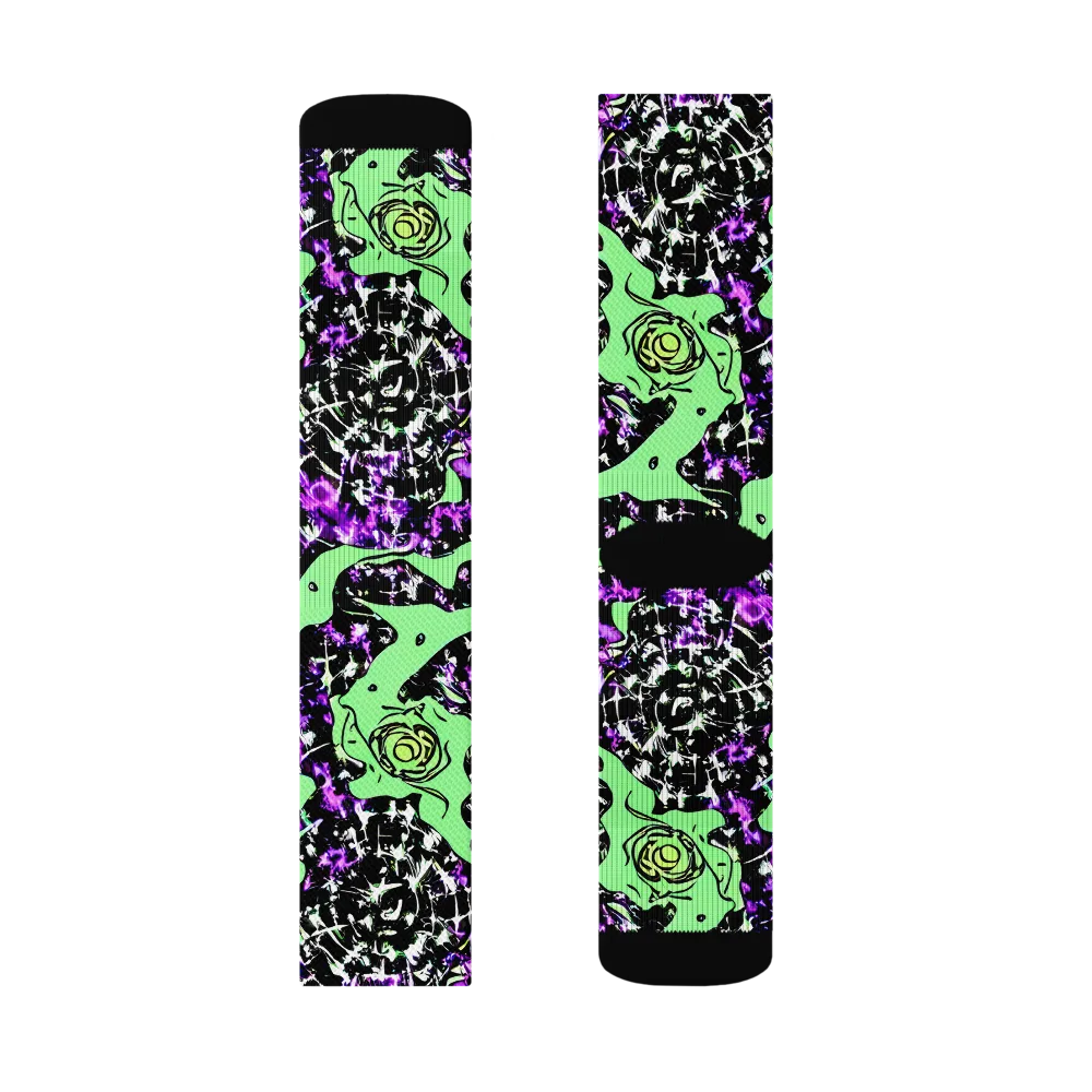 Neon Ink Garden on Socks — Left Sock