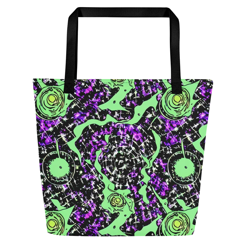 Neon Ink Garden on Large Tote Bag W/ Pocket — Front