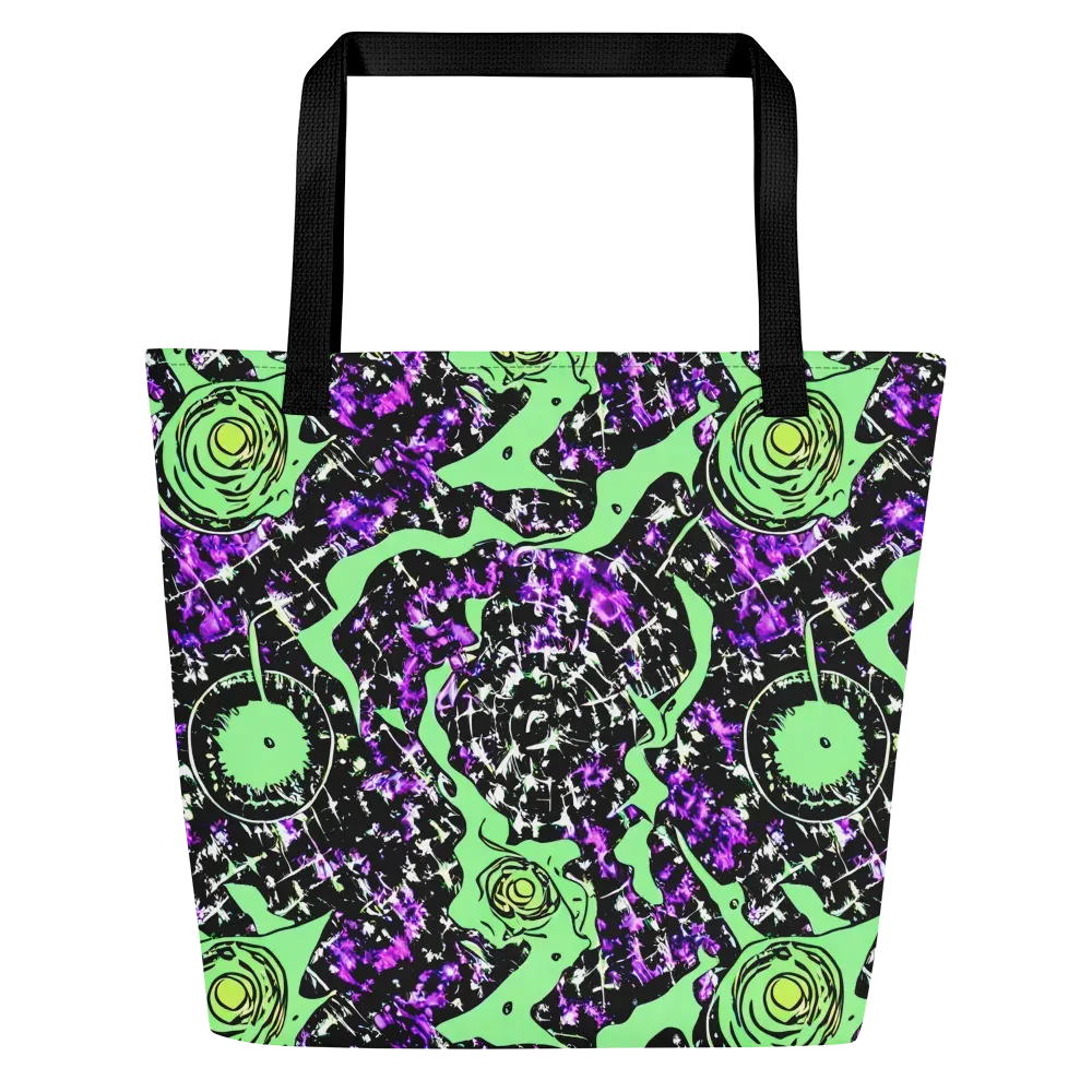 Neon Ink Garden on Large Tote Bag W/ Pocket — Front
