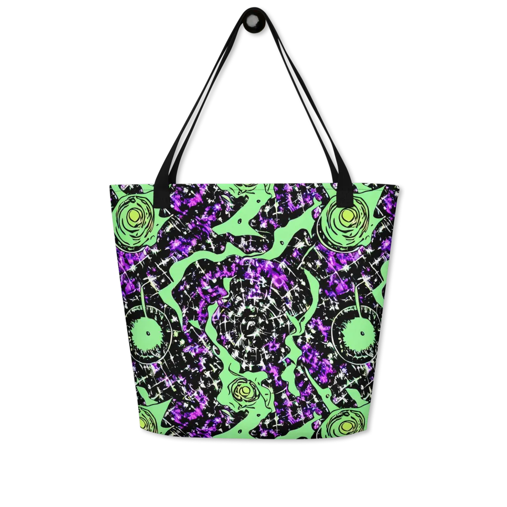 Neon Ink Garden on Large Tote Bag W/ Pocket — Front