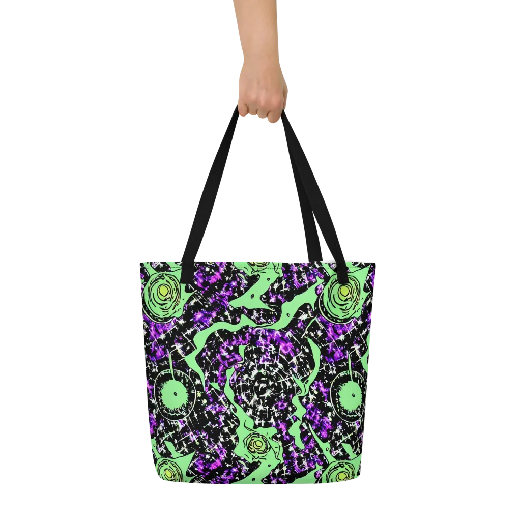 Neon Ink Garden on Large Tote Bag W/ Pocket — Front