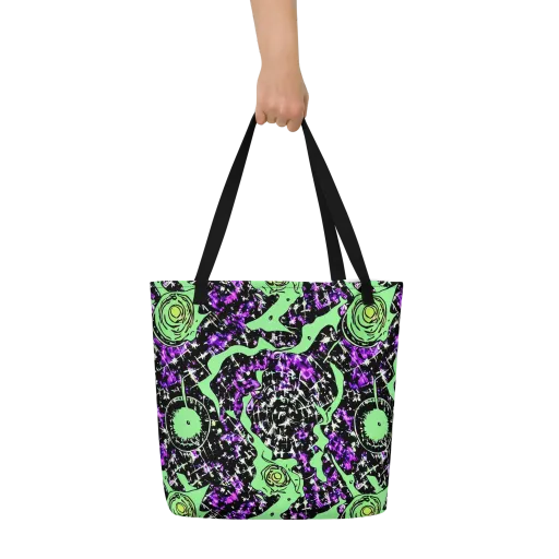 Neon Ink Garden on a Large Tote Bag W/ Pocket
