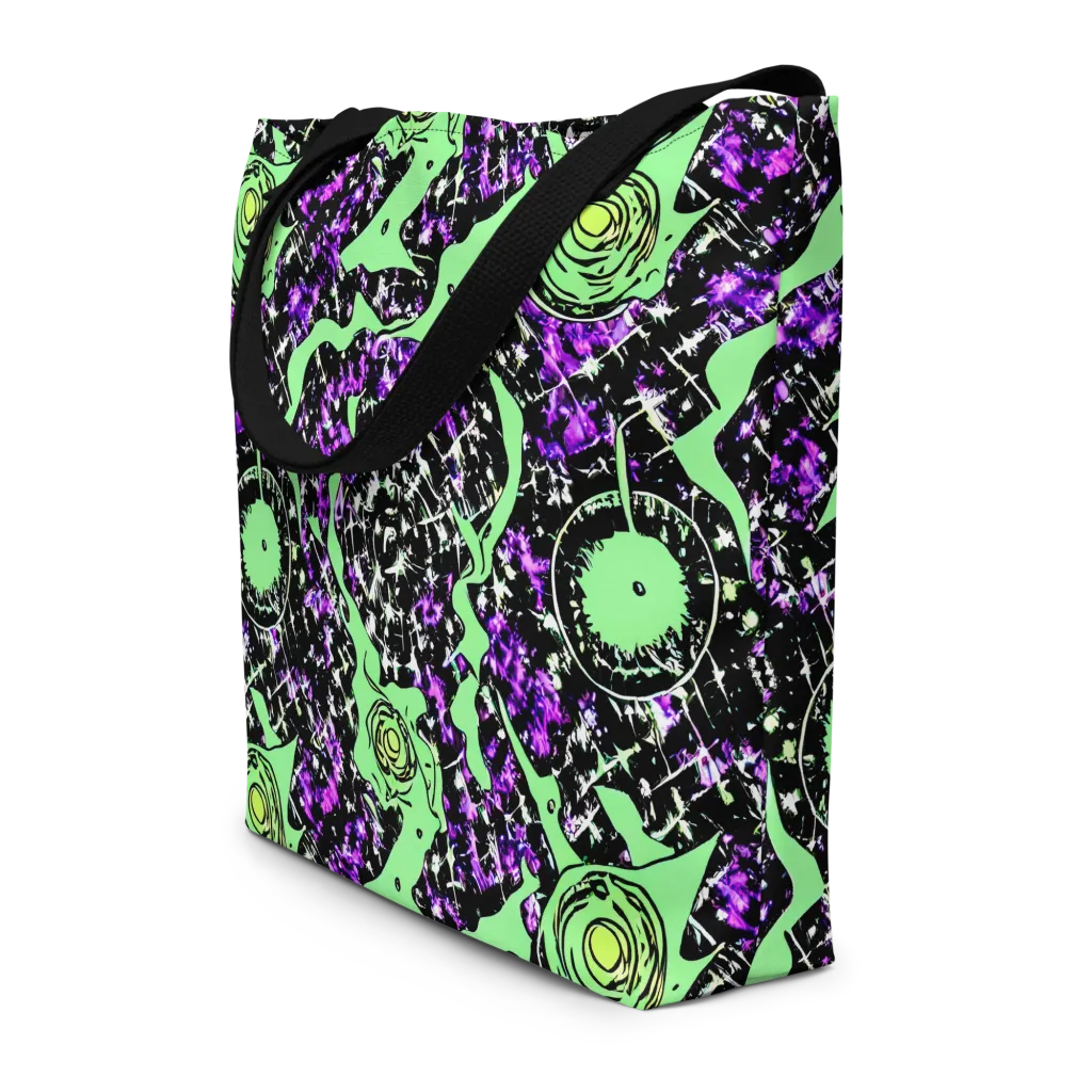 Neon Ink Garden on Large Tote Bag W/ Pocket — Front