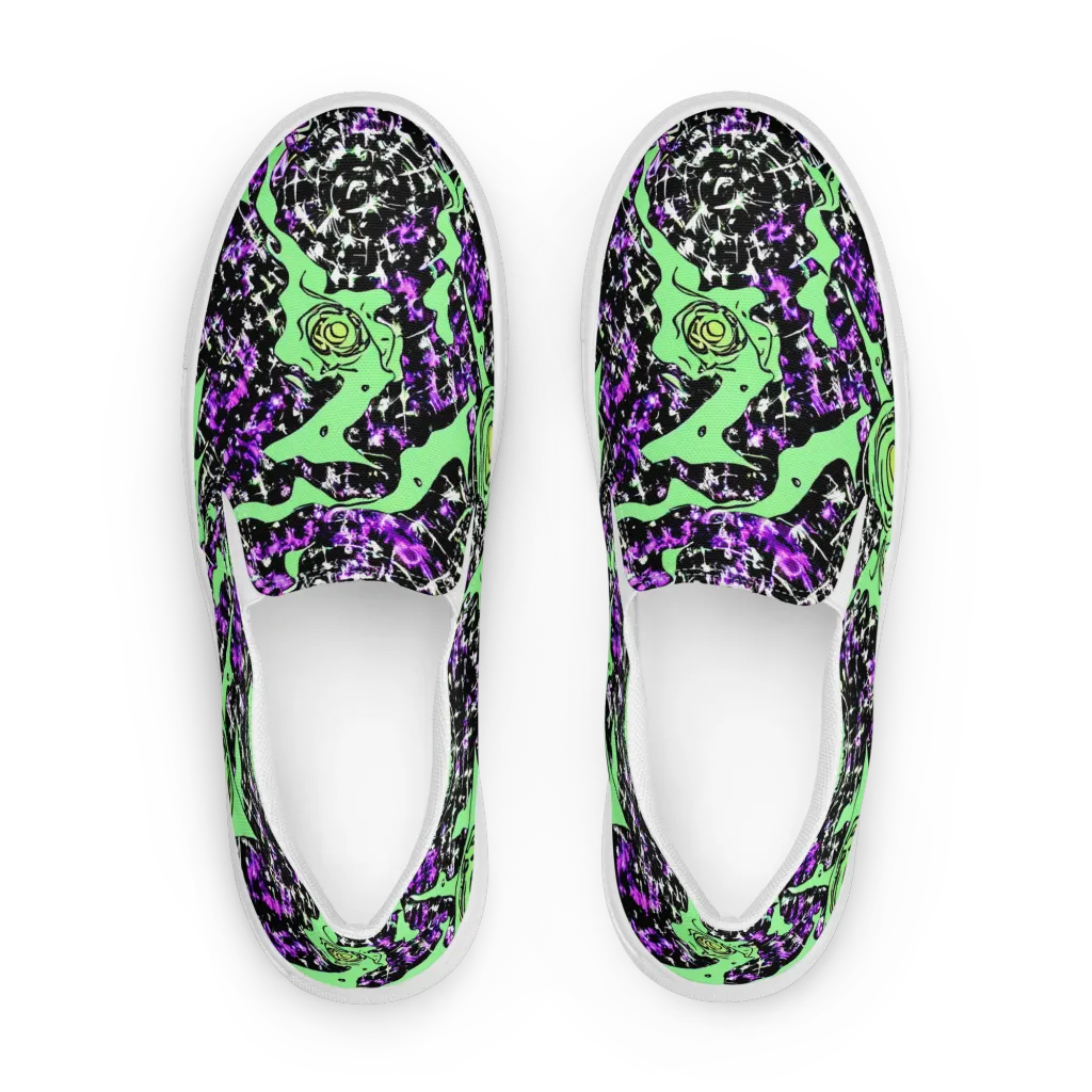 Neon Ink Garden on Women's Slip-On Canvas Shoes — Front