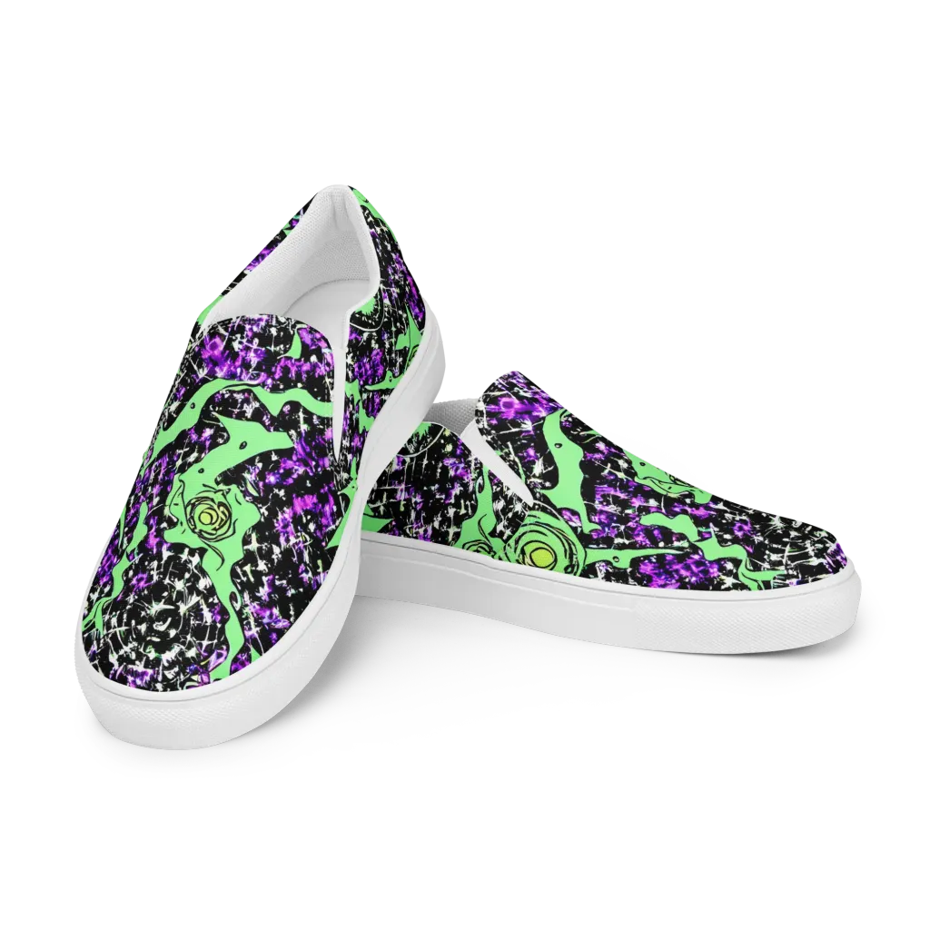 Neon Ink Garden on Women's Slip-On Canvas Shoes — Left Front