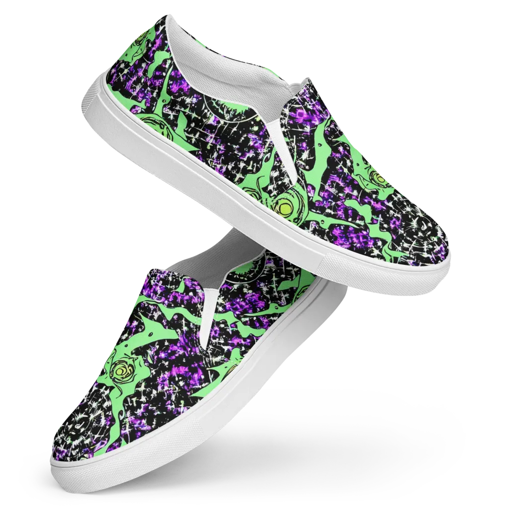 Neon Ink Garden on Women's Slip-On Canvas Shoes — Front