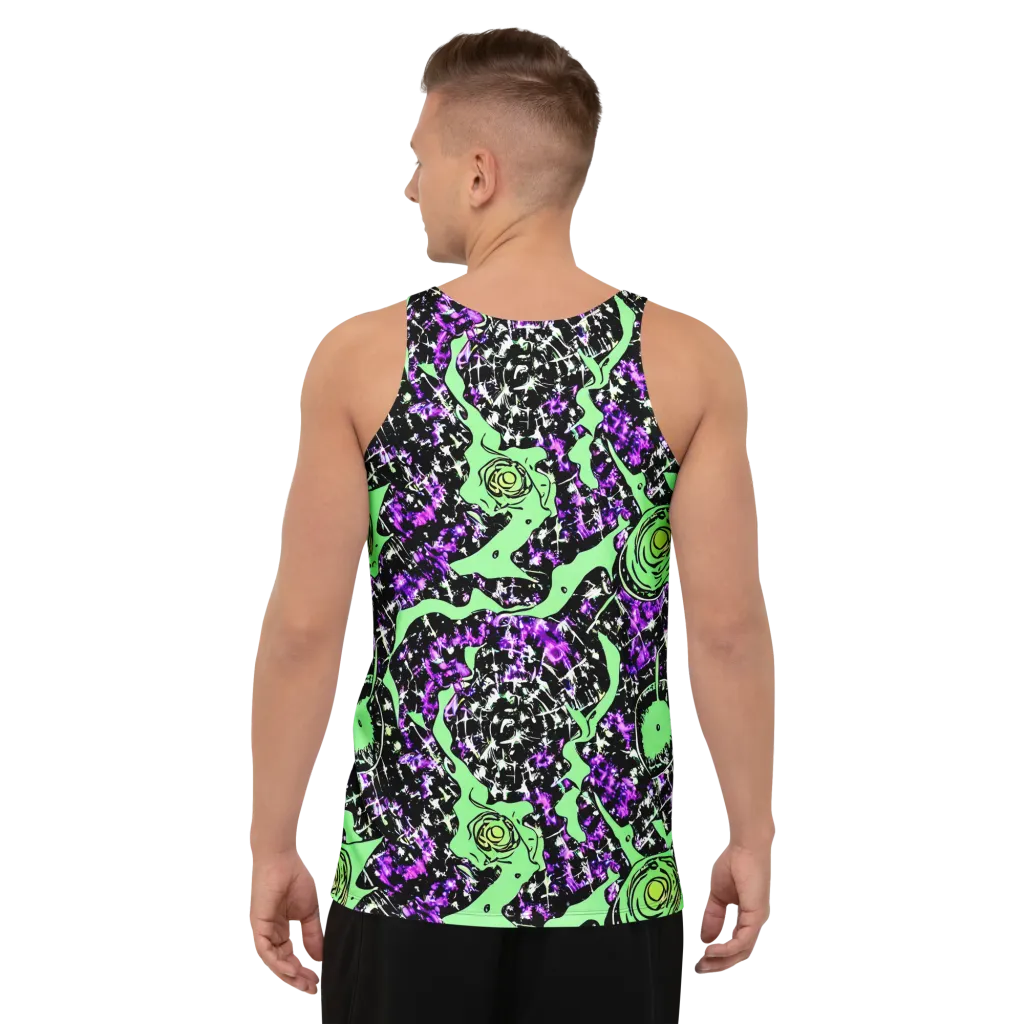 Neon Ink Garden on Men's Tank Top — Back