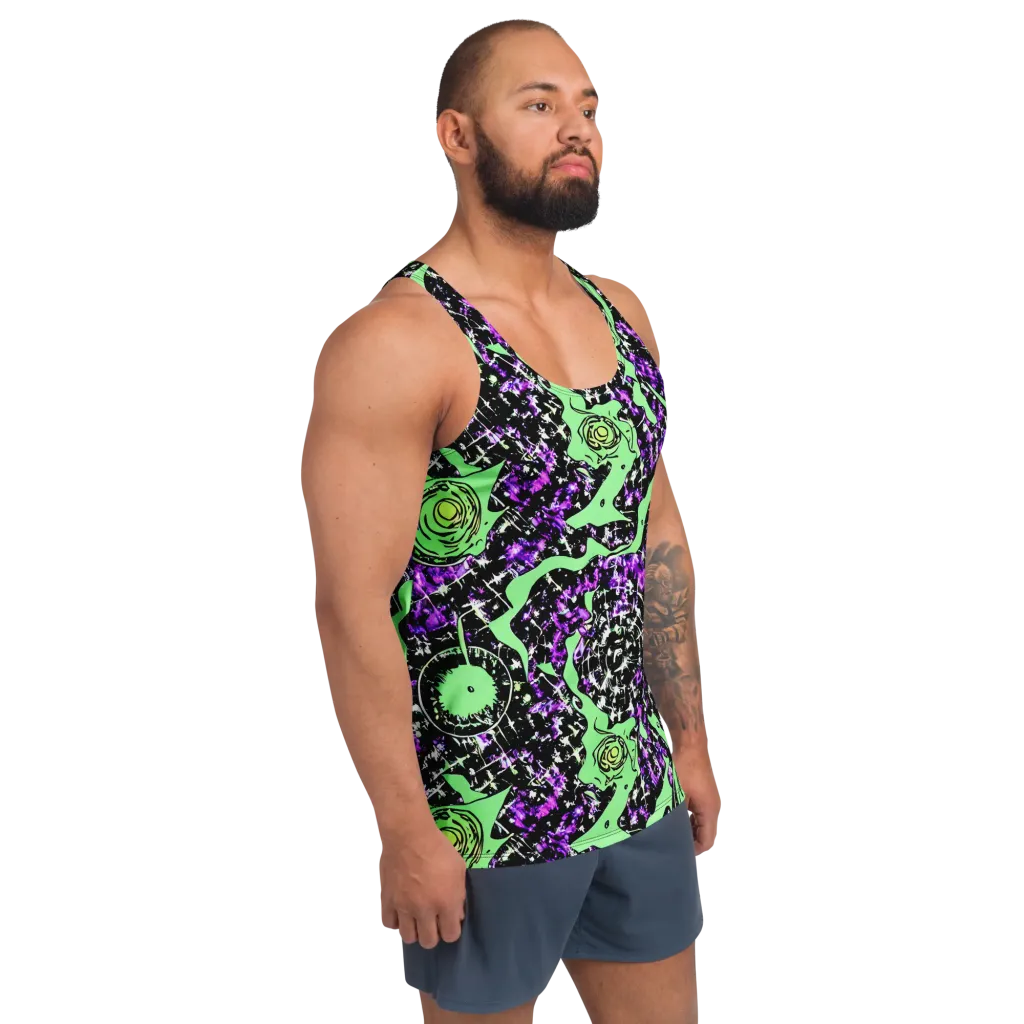 Neon Ink Garden on Men's Tank Top — Right Front