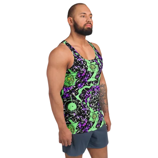 Neon Ink Garden on a Men's Tank Top