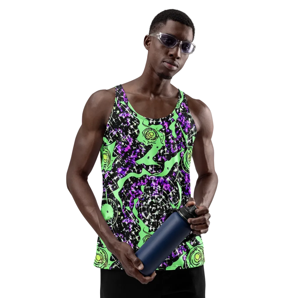Neon Ink Garden on Men's Tank Top — Front