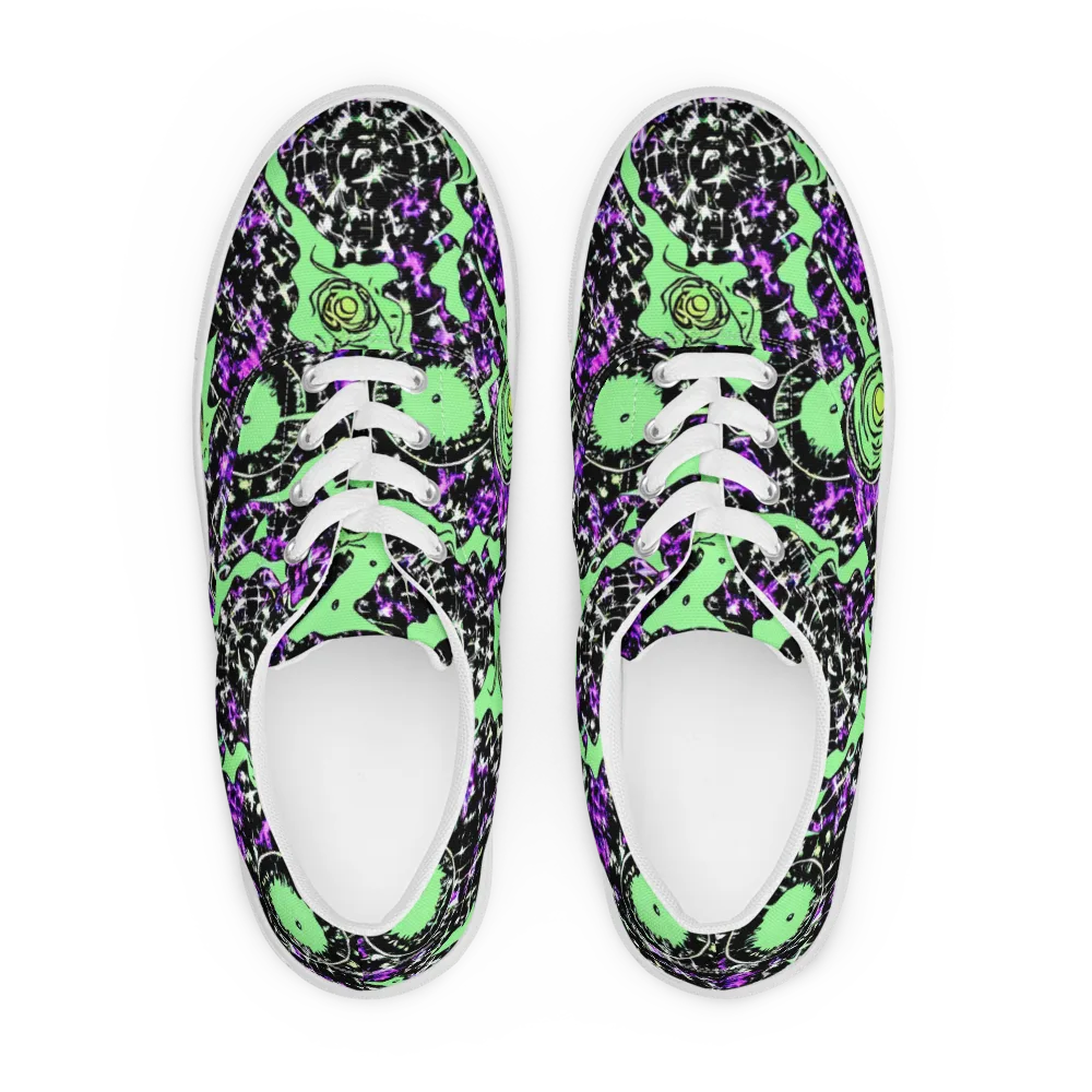 Neon Ink Garden on Men's Lace-Up Canvas Shoes — Front