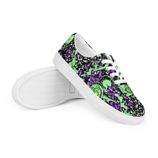 Neon Ink Garden on a Men's Lace-Up Canvas Shoes
