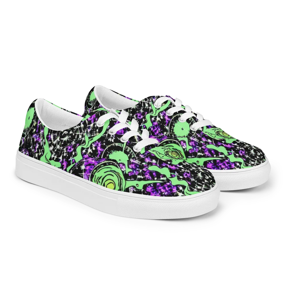 Neon Ink Garden on Men's Lace-Up Canvas Shoes — Right Front
