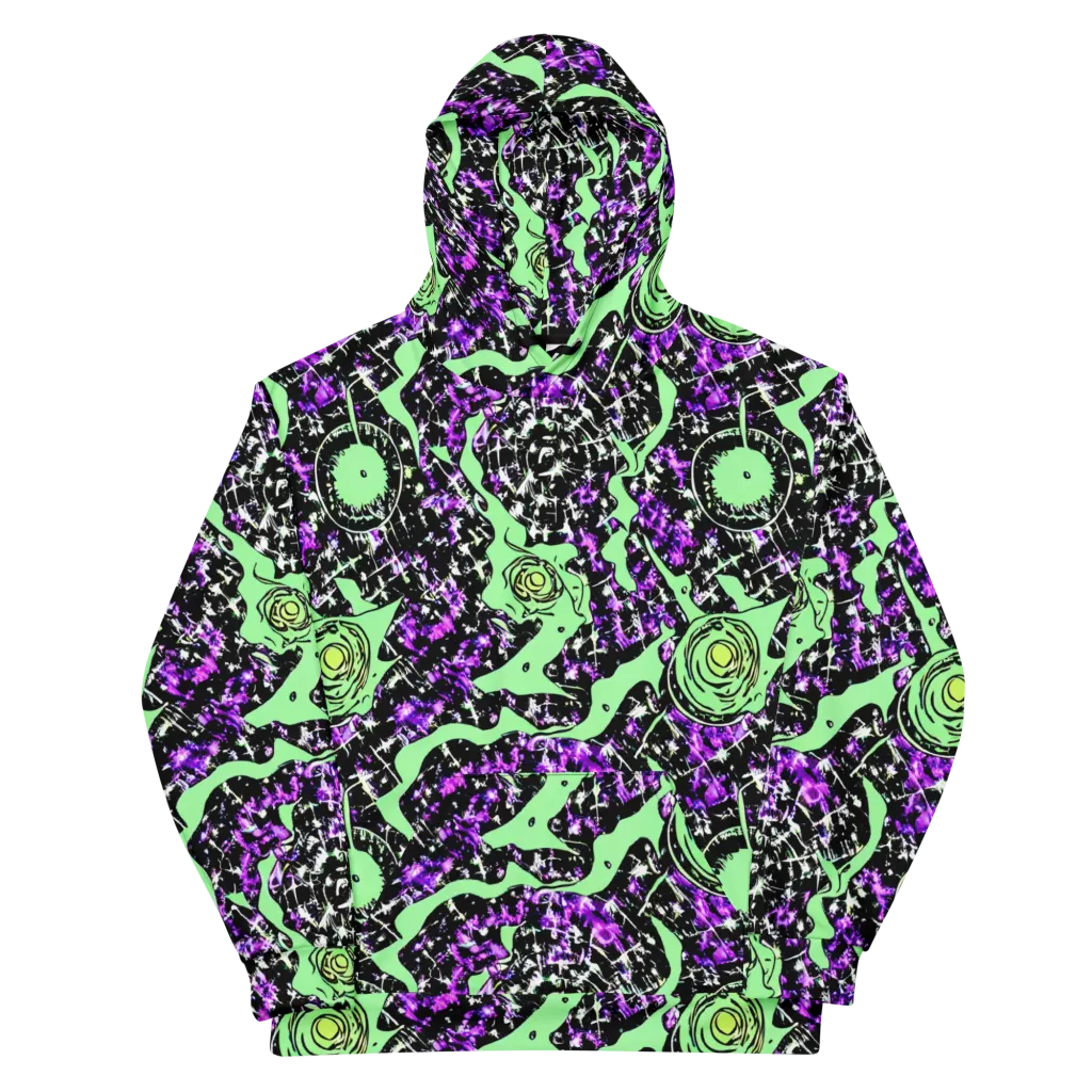 Neon Ink Garden on Cotton Hoodie — Front