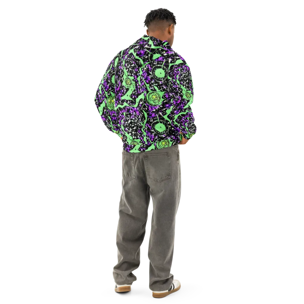 Neon Ink Garden on Cotton Hoodie — Back