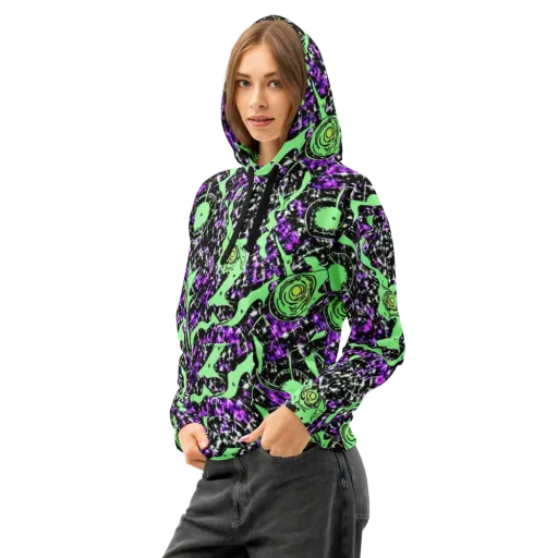 Neon Ink Garden on a Cotton Hoodie