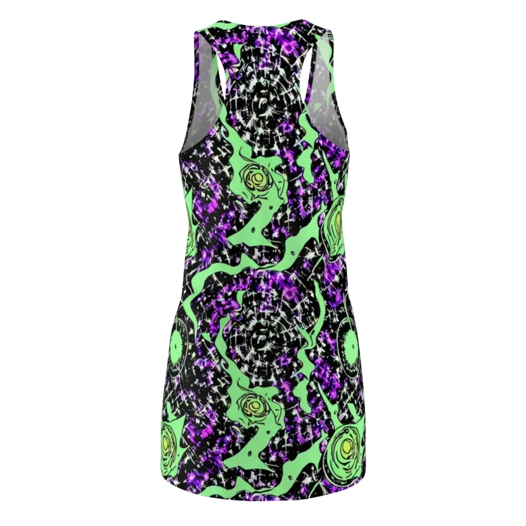 Neon Ink Garden on Racerback Dress — Back