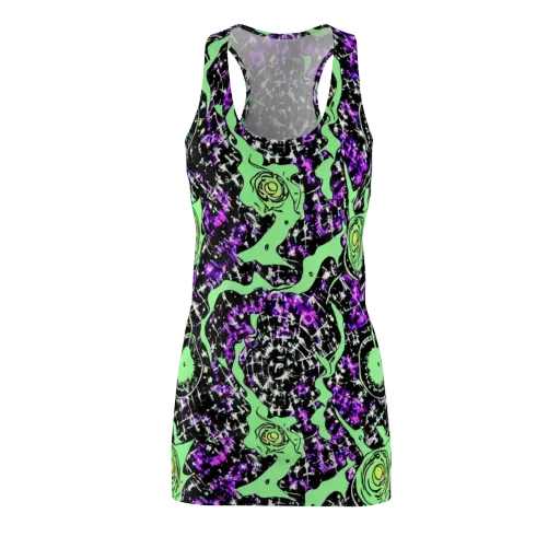 Neon Ink Garden on a Racerback Dress