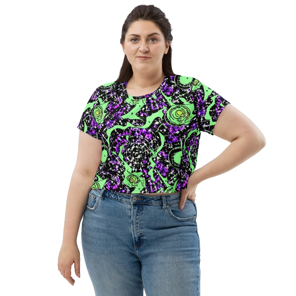 Neon Ink Garden on Crop Tee — Front