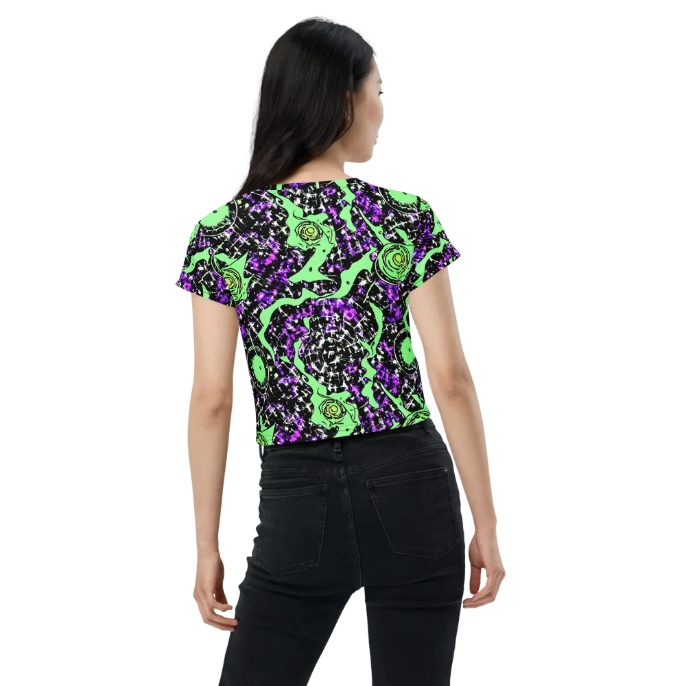 Neon Ink Garden on Crop Tee — Back