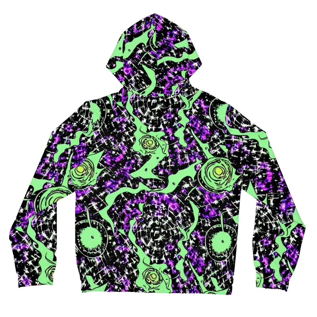Neon Ink Garden on Women's Full-Zip Hoodie — Back