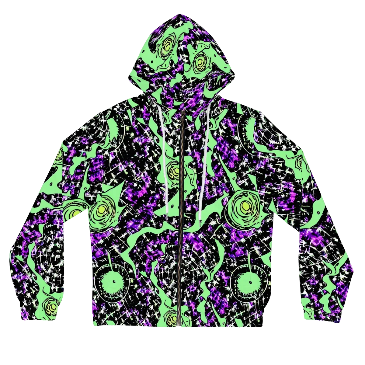 Neon Ink Garden on Women's Full-Zip Hoodie — Front
