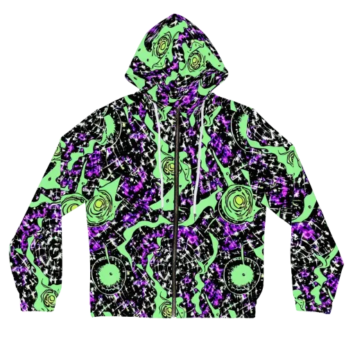 Neon Ink Garden on a Women's Full-Zip Hoodie