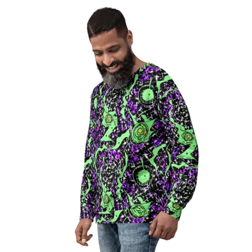 Neon Ink Garden on a Sweatshirt