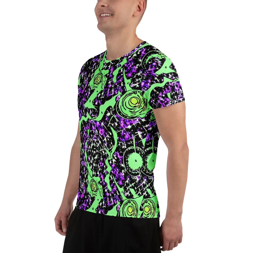 Neon Ink Garden on Men's Athletic T-Shirt — Left