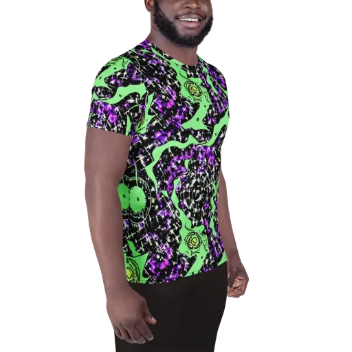 Neon Ink Garden on a Men's Athletic T-Shirt