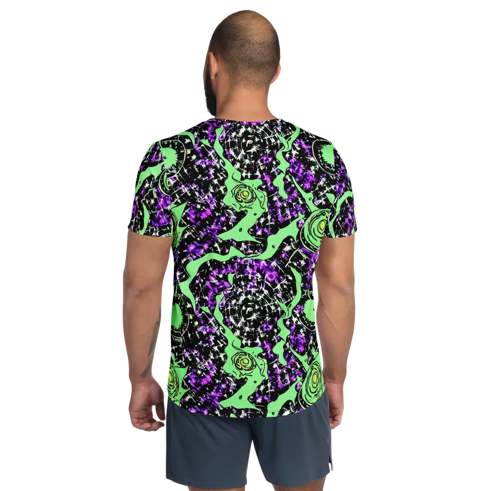 Neon Ink Garden on Men's Athletic T-Shirt — Back