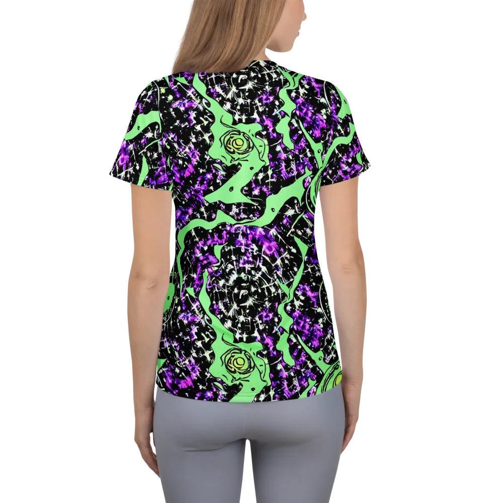 Neon Ink Garden on Women's Athletic T-Shirt — Back