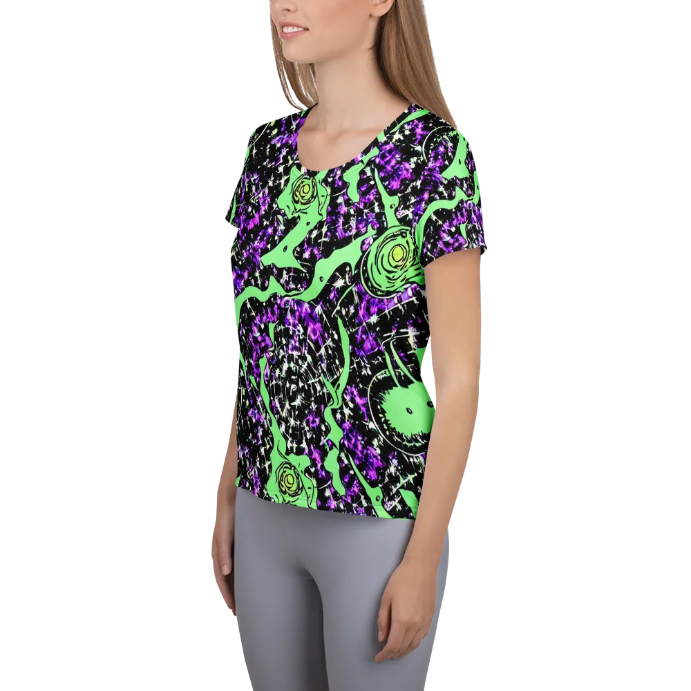 Neon Ink Garden on Women's Athletic T-Shirt — Left